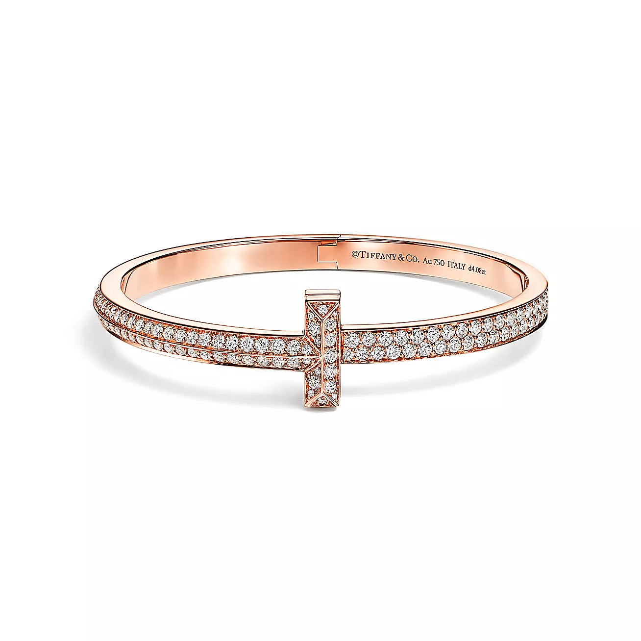 18K Tiffany Wide Diamond Hinged Bangle Bracelet