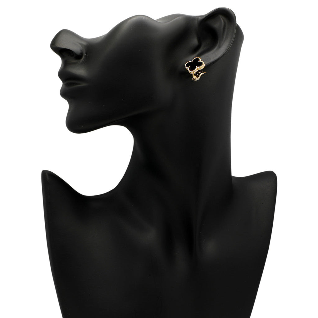 18K Van Cleef & Arpels Vintage Alhambra Black Earrings
