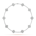 18K Van Cleef & Arpels Vintage Alhambra Diamonds 10 Motifs Necklace