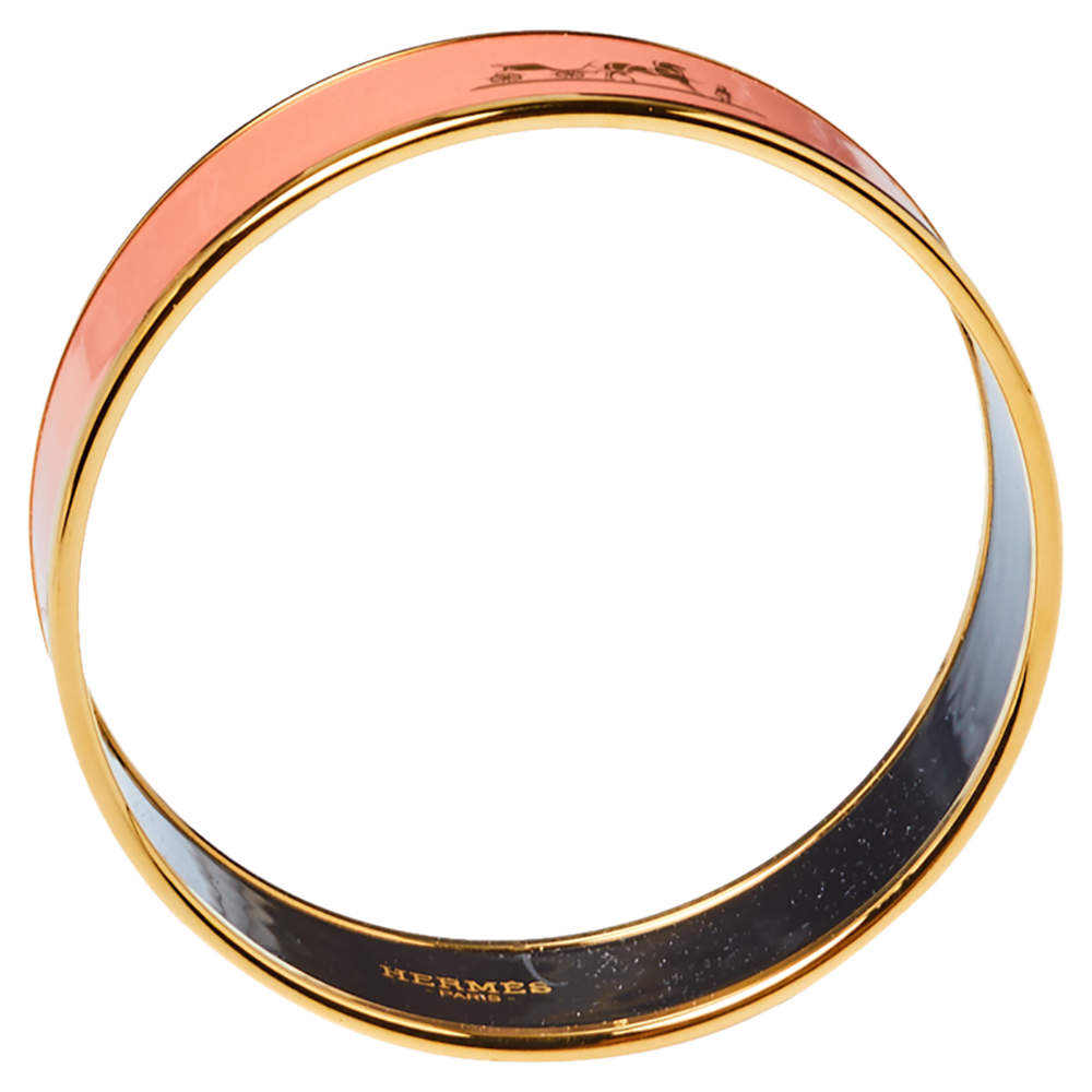 18K Enamel Wide Bangle Hermes Bracelet