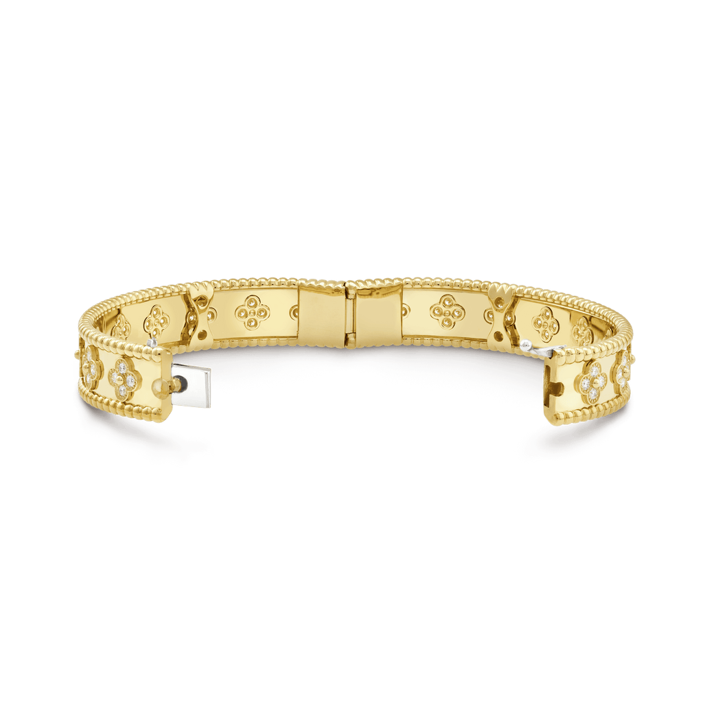 18K Van Cleef & Arpels Yellow Gold Perlee Clovers Bracelet
