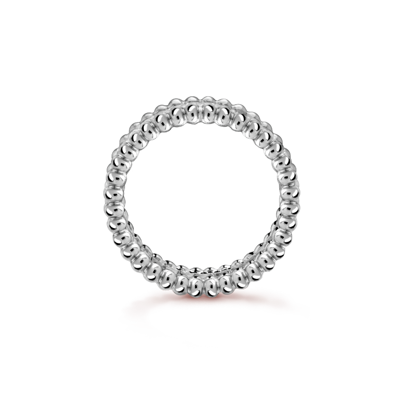 18K Van Cleef & Arpels White Gold Perlee Diamonds Ring