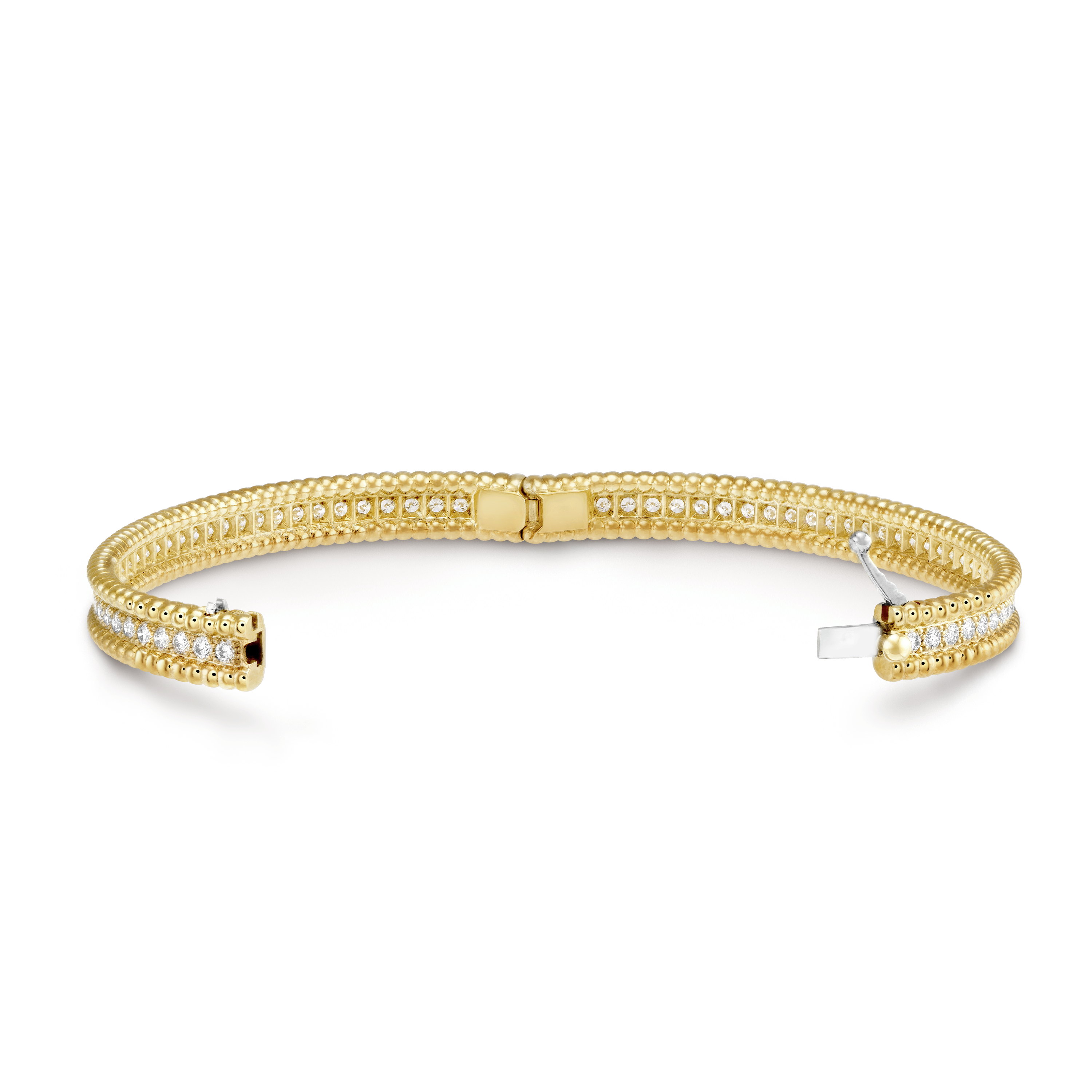 18K Van Cleef & Arpels Yellow Gold Perlee Diamonds One Row Bracelet