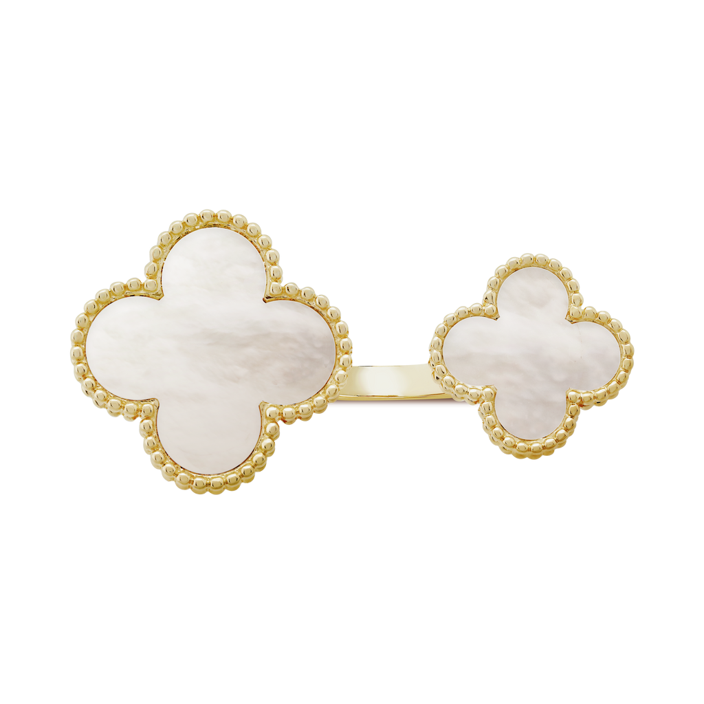 18K Van Cleef & Arpels Magic Alhambra Mother Of Pearls Clover Ring