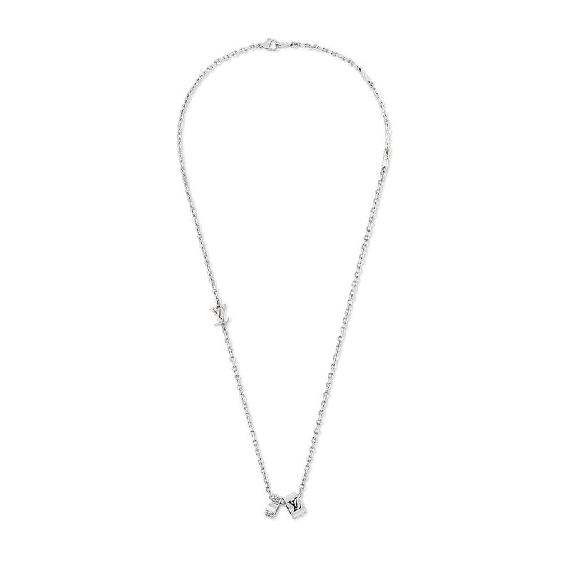 18K Louis Vuitton Damier Rings Pendant Necklace