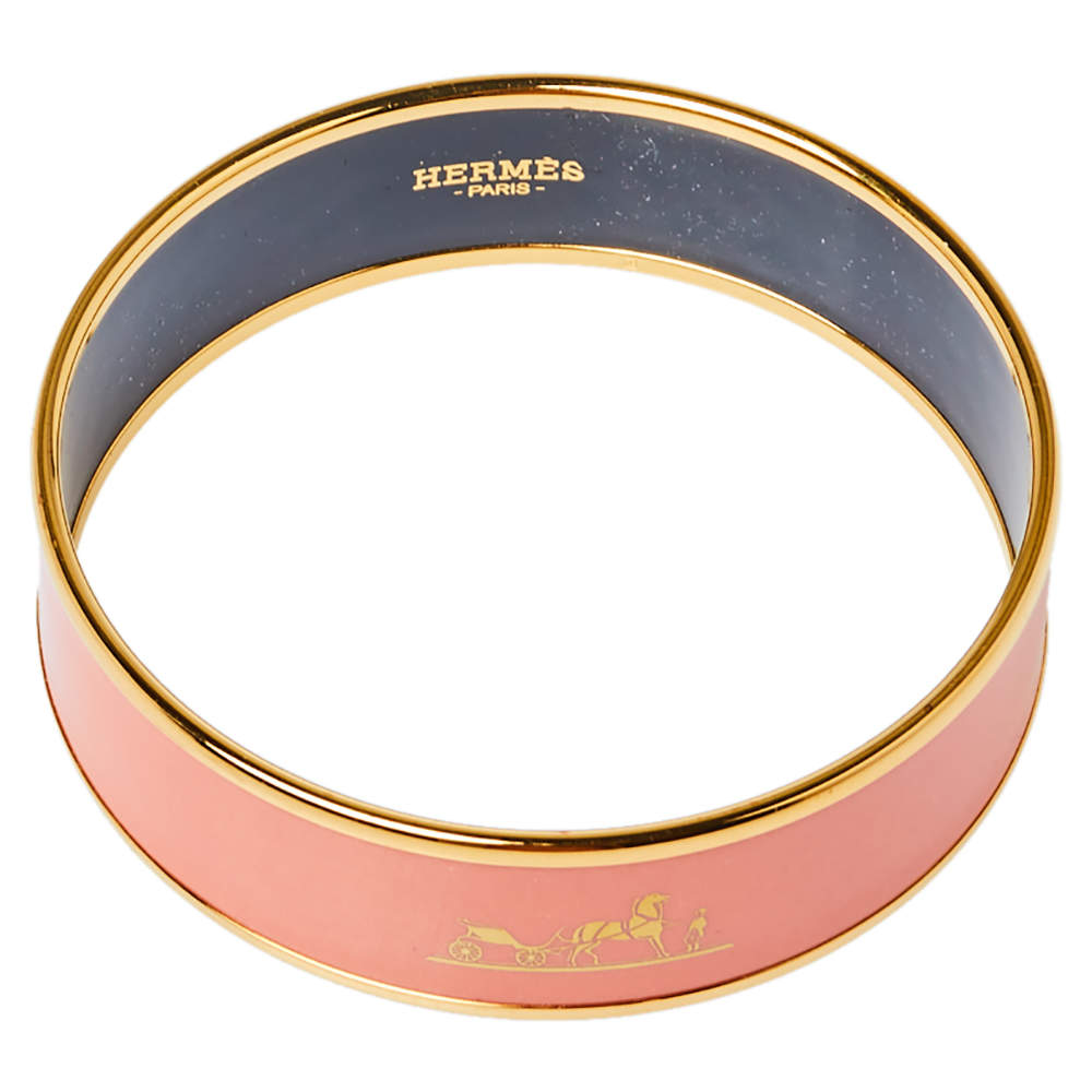 18K Enamel Wide Bangle Hermes Bracelet