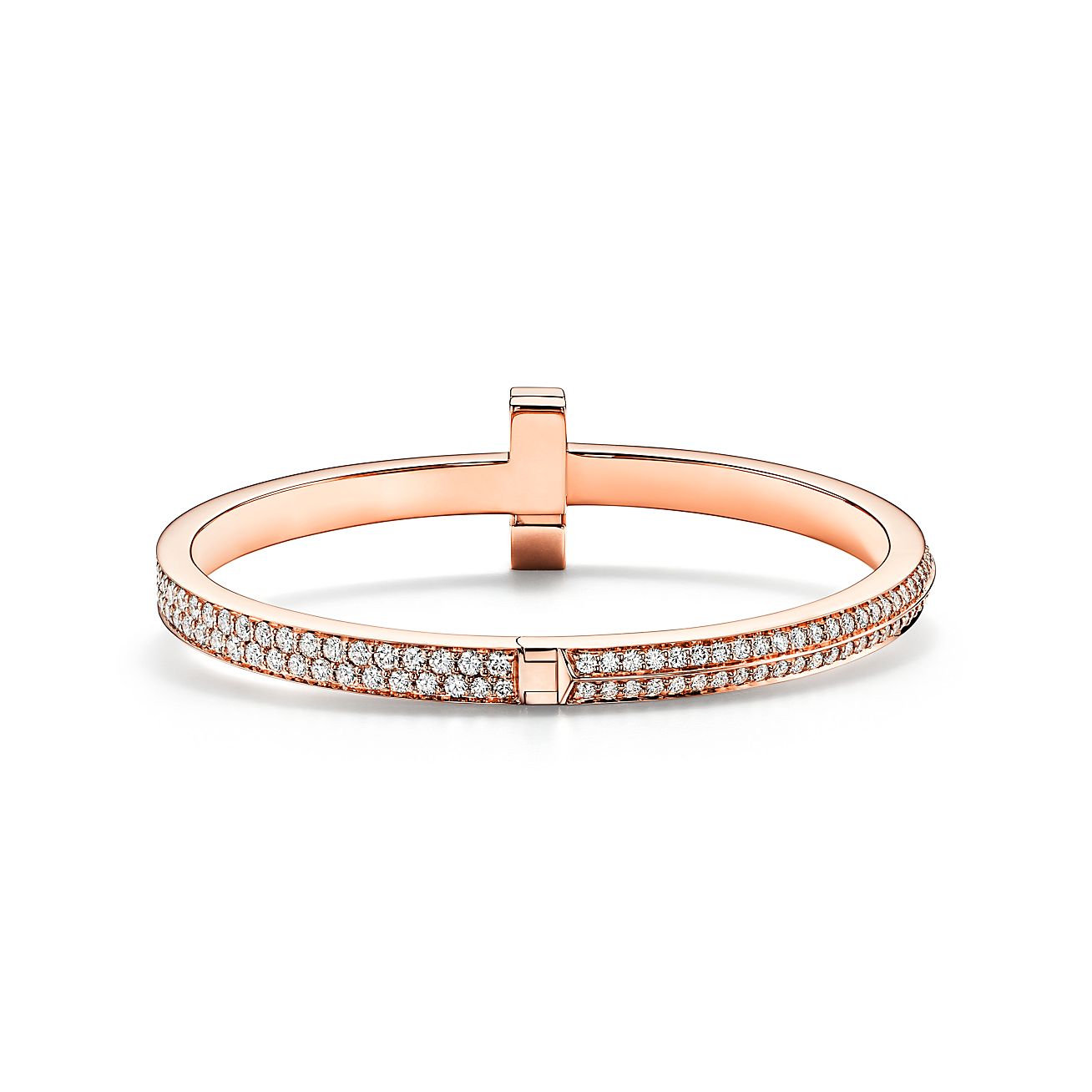 18K Tiffany Wide Diamond Hinged Bangle Bracelet