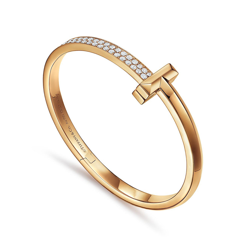 18K Tiffany Wide Diamond Hinged Bracelet