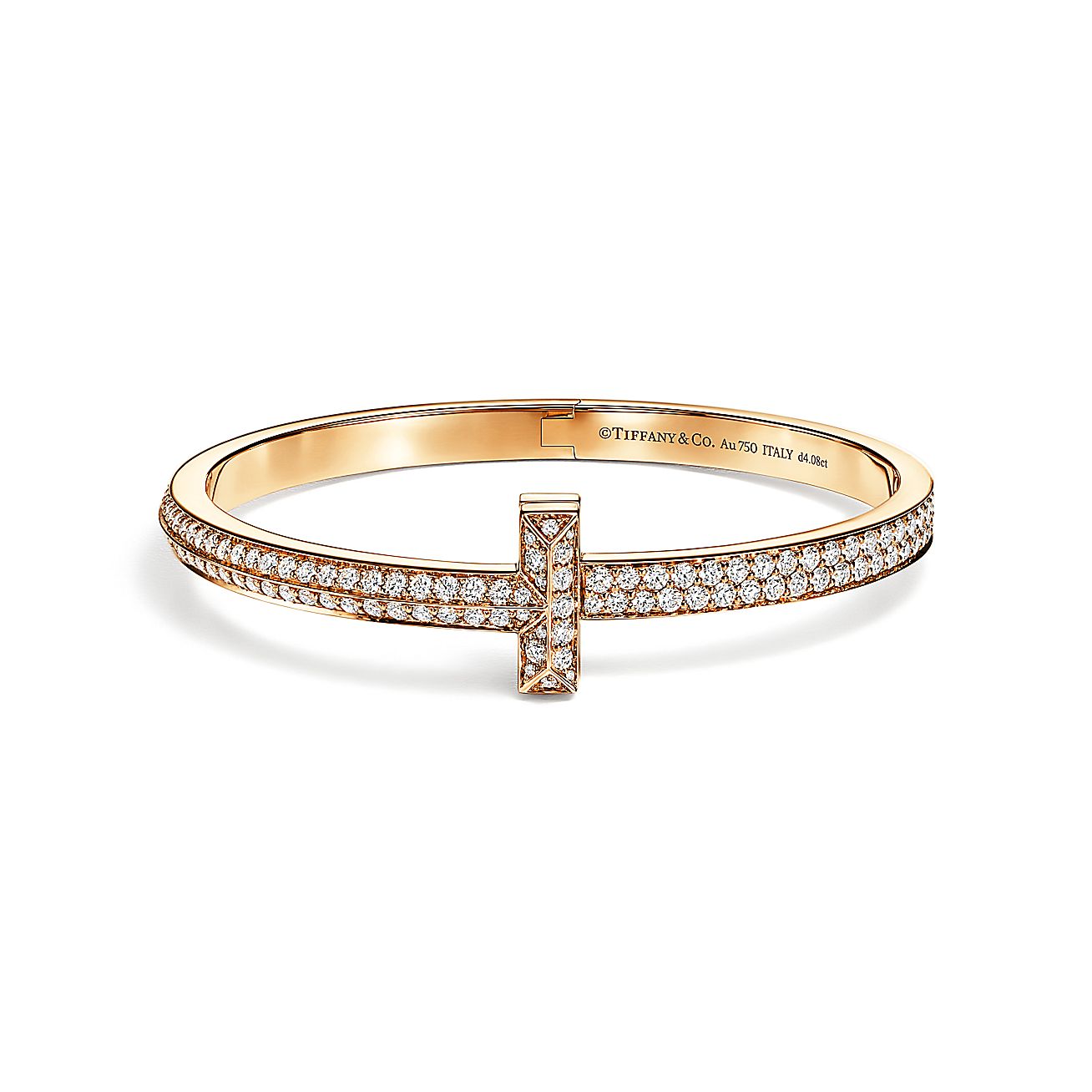 18K Tiffany Wide Diamond Hinged Bangle Bracelet
