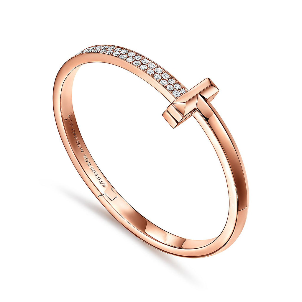 18K Tiffany Wide Diamond Hinged Bracelet