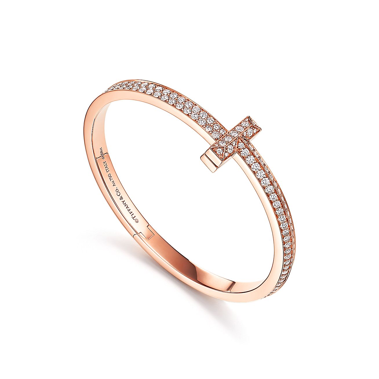 18K Tiffany Wide Diamond Hinged Bangle Bracelet