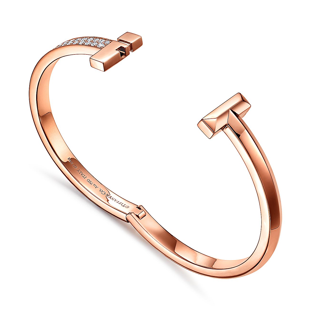18K Tiffany Wide Diamond Hinged Bracelet