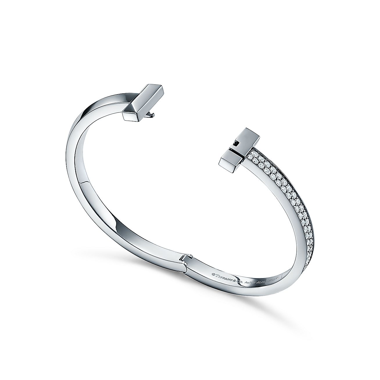 18K Tiffany Wide Diamond Hinged Bracelet