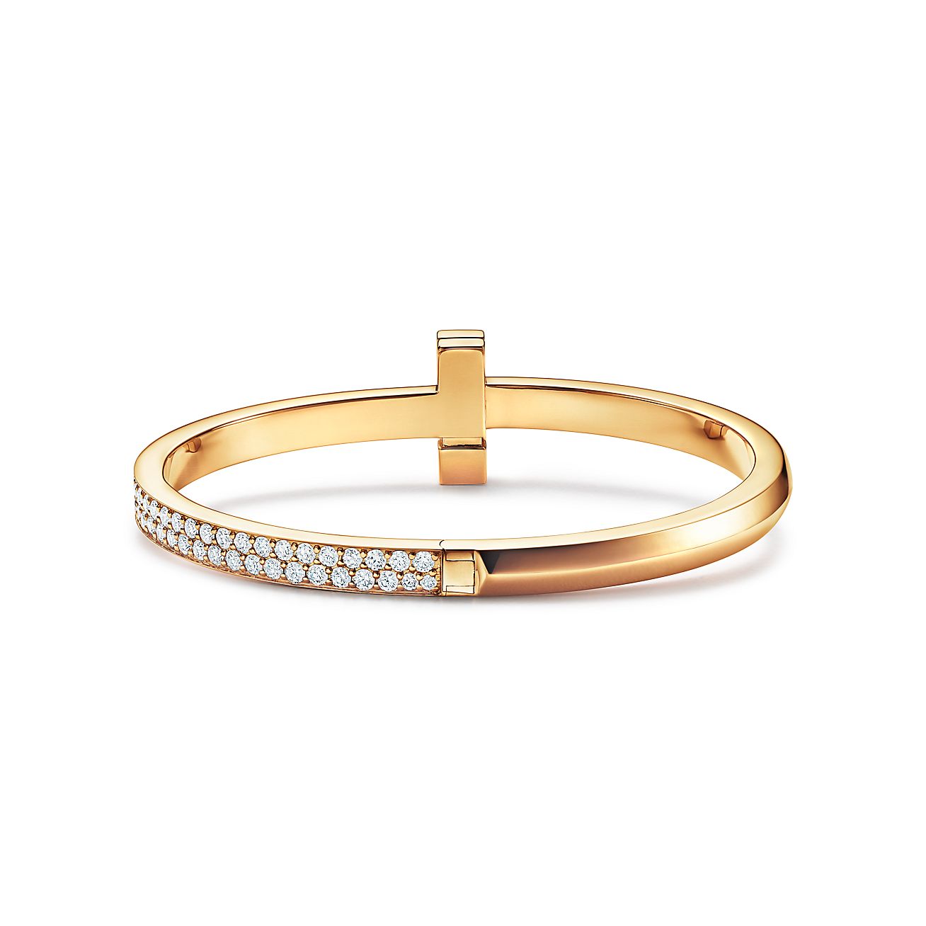 18K Tiffany Wide Diamond Hinged Bracelet