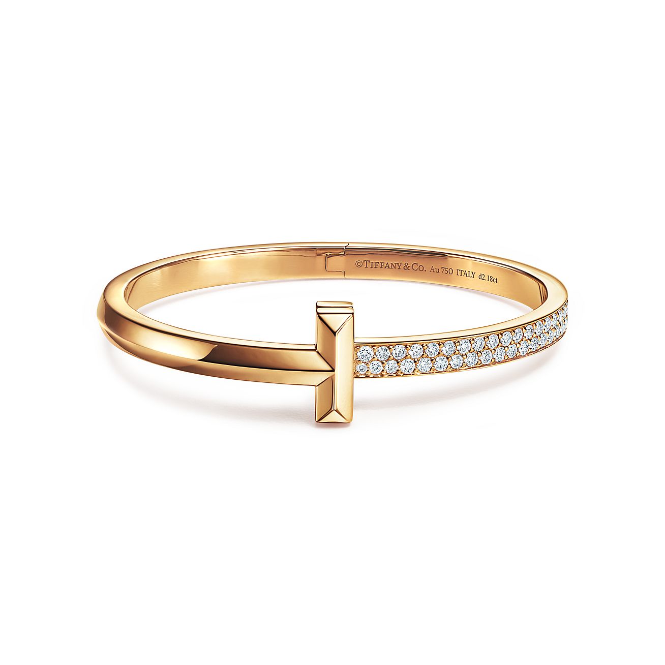 18K Tiffany Wide Diamond Hinged Bracelet