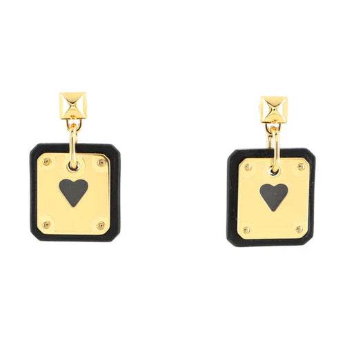 18K As De Coeur Black Hermes Earrings