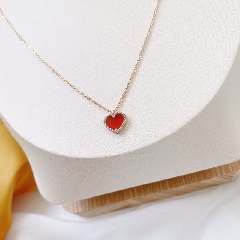 18K Van Cleef & Arpels Sweet Alhambra Heart Pendant Necklace