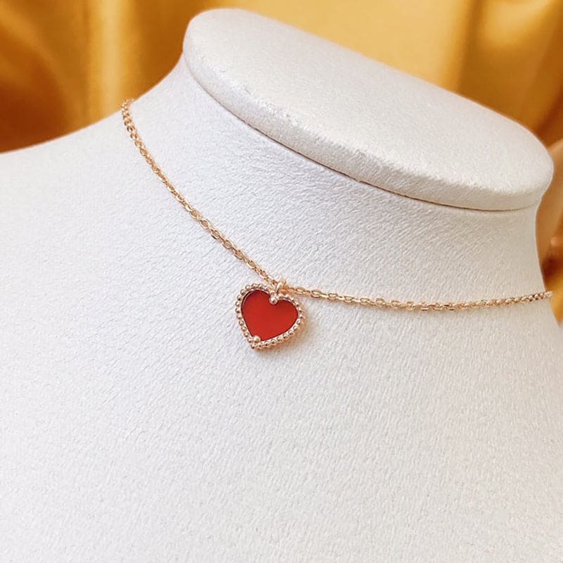 18K Van Cleef & Arpels Sweet Alhambra Heart Pendant Necklace