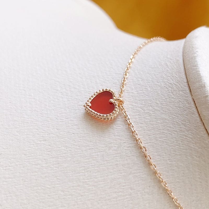 18K Van Cleef & Arpels Sweet Alhambra Heart Pendant Necklace
