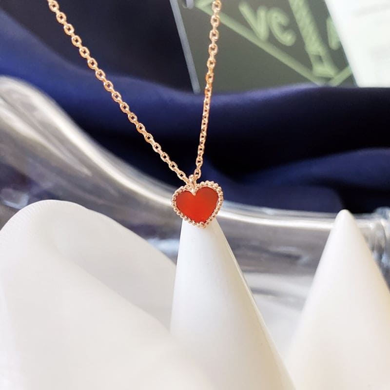 18K Van Cleef & Arpels Sweet Alhambra Heart Pendant Necklace