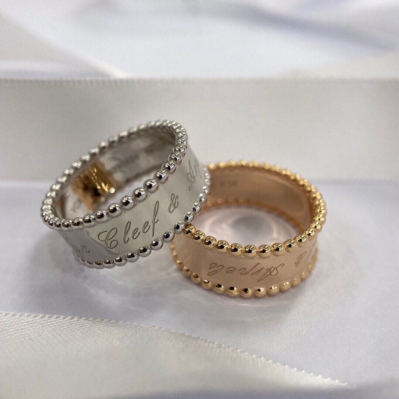 18K Van Cleef & Arpels Rose Gold Perlee Signature Ring