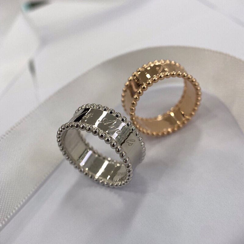 18K Van Cleef & Arpels Rose Gold Perlee Signature Ring