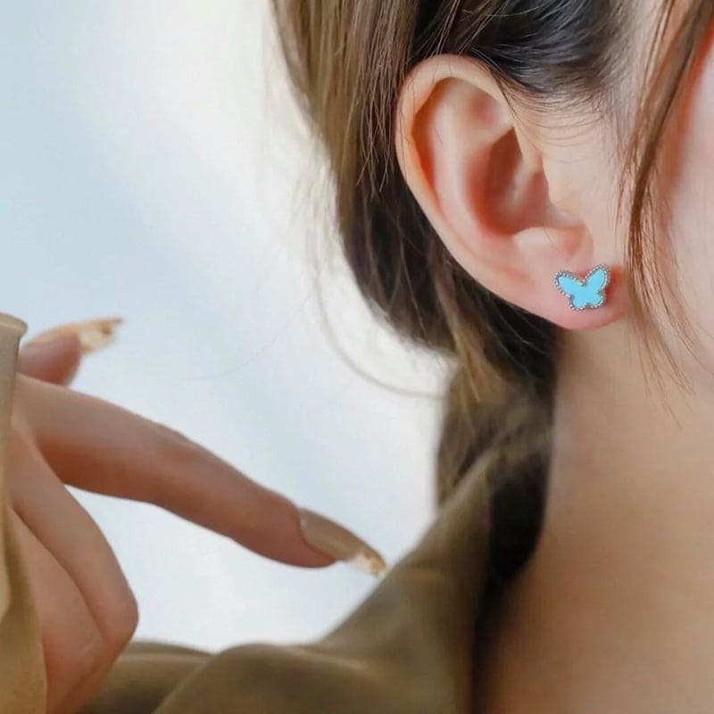 18K Van Cleef & Arpels Sweet Alhambra Butterfly Stud Earrings