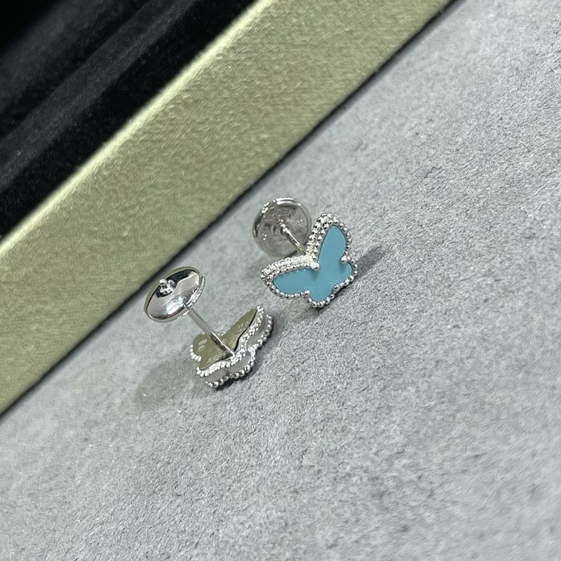 18K Van Cleef & Arpels Sweet Alhambra Butterfly Stud Earrings
