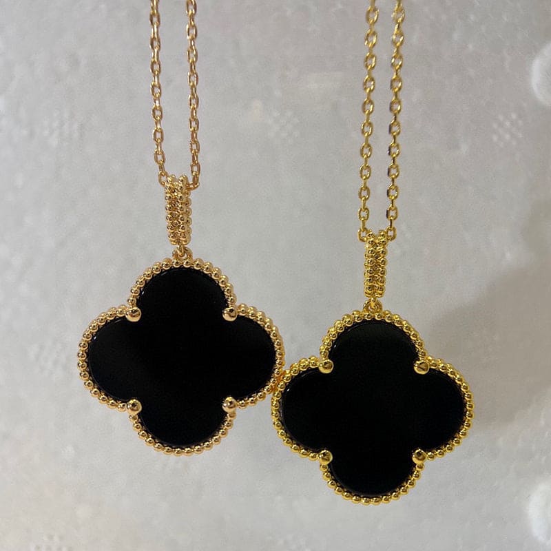 18K Van Cleef & Arpels Magic Alhambra One Motifs Black Clover Necklace