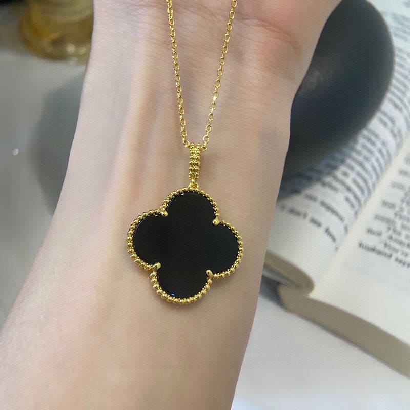 18K Van Cleef & Arpels Magic Alhambra One Motifs Black Clover Necklace