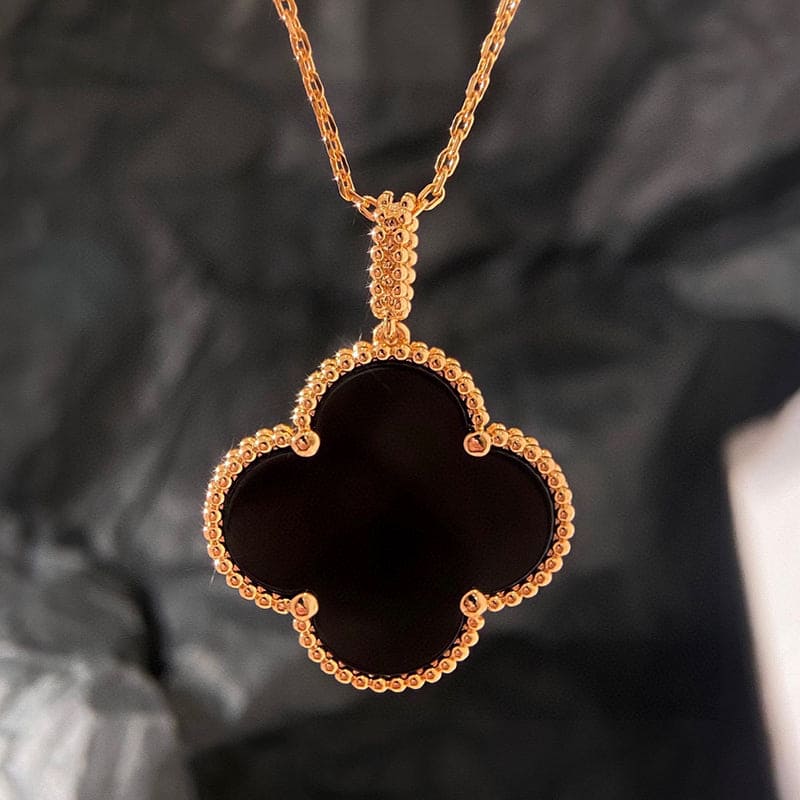 18K Van Cleef & Arpels Magic Alhambra One Motifs Black Clover Necklace