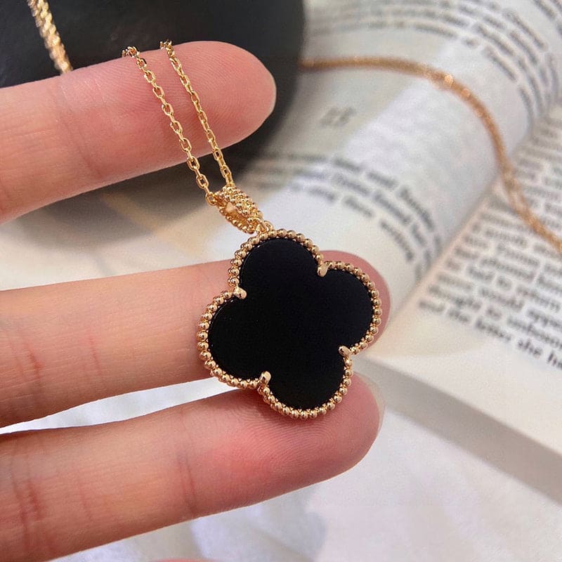 18K Van Cleef & Arpels Magic Alhambra One Motifs Black Clover Necklace