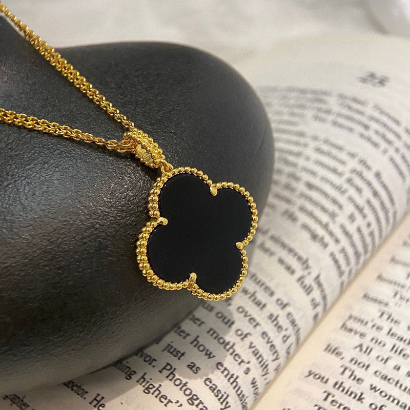 18K Van Cleef & Arpels Magic Alhambra One Motifs Black Clover Necklace