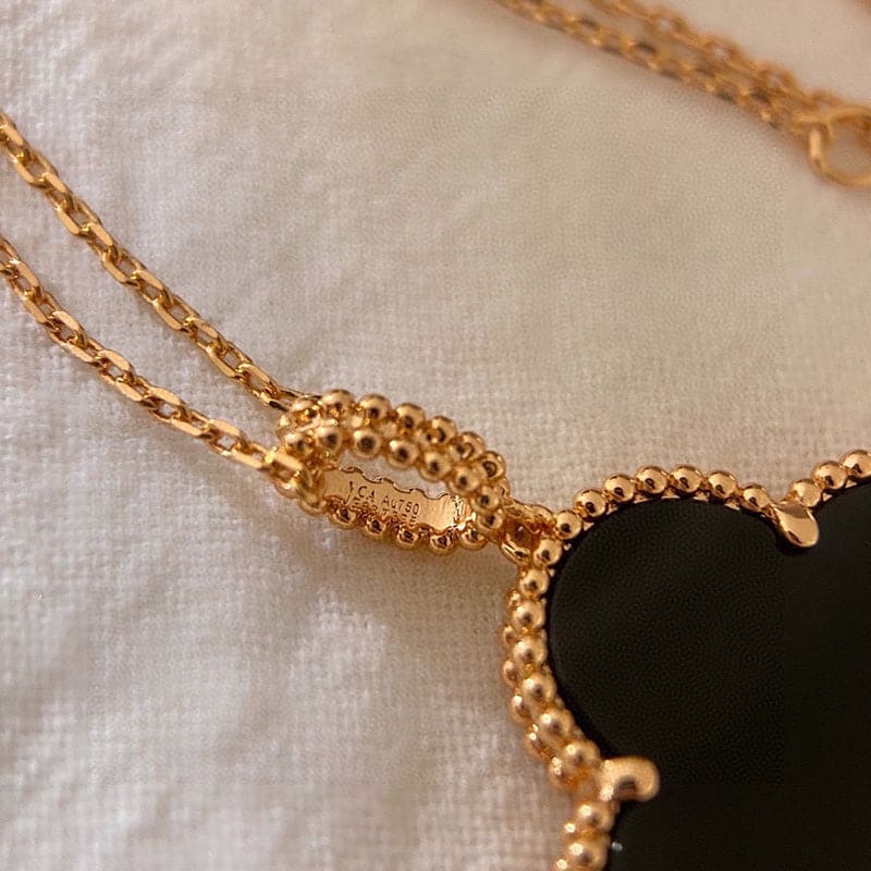 18K Van Cleef & Arpels Magic Alhambra One Motifs Black Clover Necklace