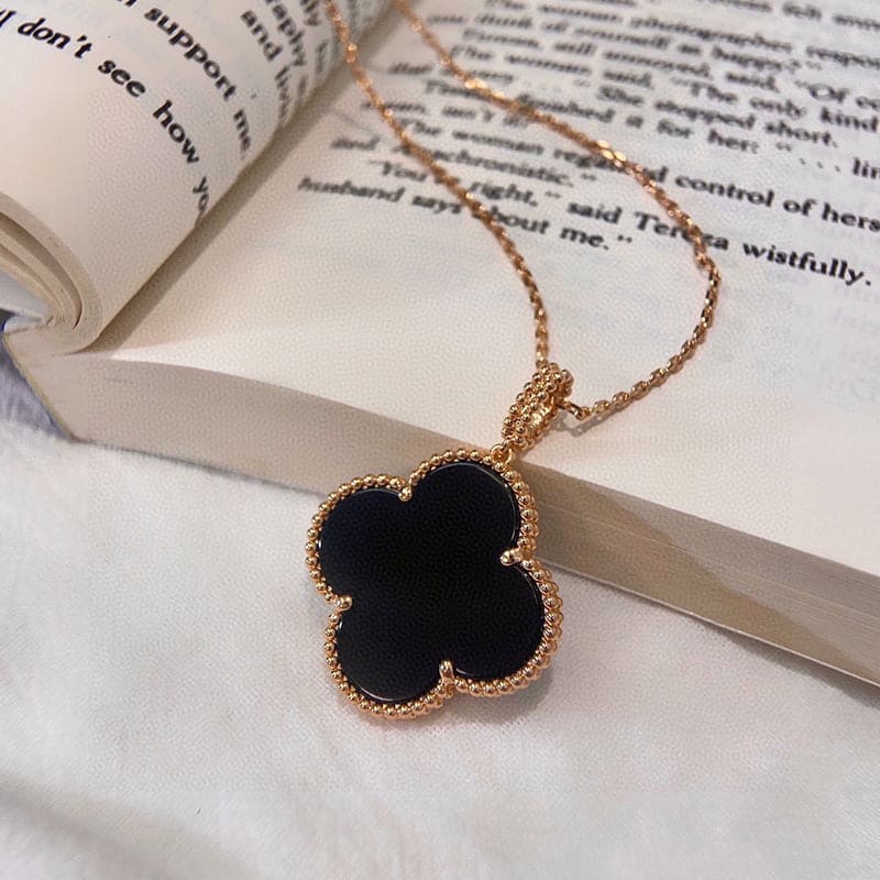 18K Van Cleef & Arpels Magic Alhambra One Motifs Black Clover Necklace
