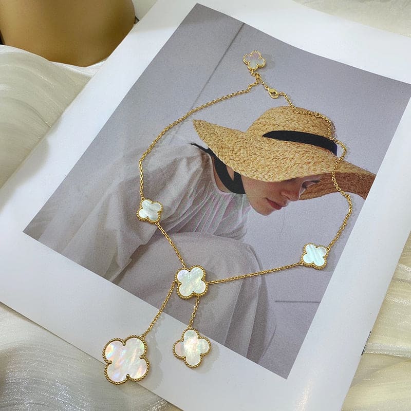 18K Van Cleef & Arpels Magic Alhambra Six Pearls Motifs Clover Necklace