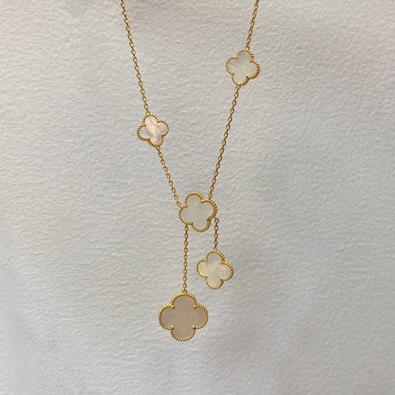 18K Van Cleef & Arpels Magic Alhambra Six Pearls Motifs Clover Necklace