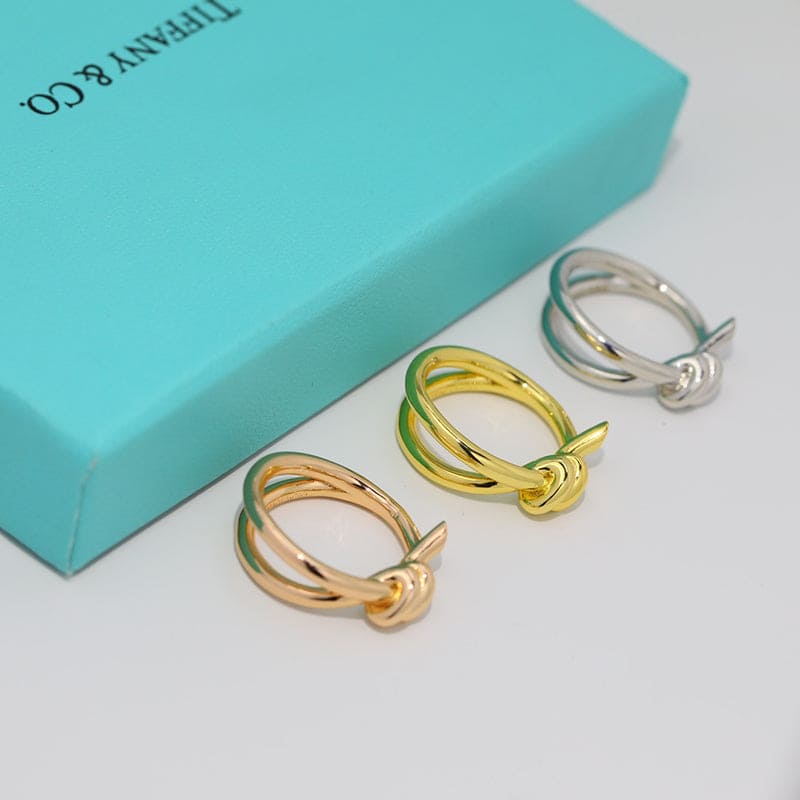 18K Tiffany Yellow Gold Knot Double Row Ring