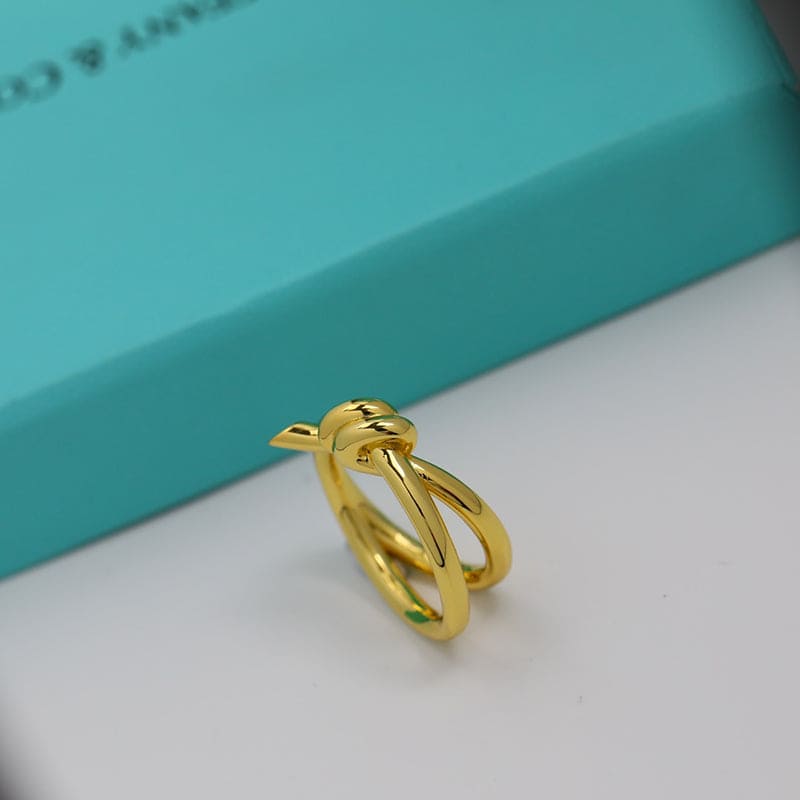 18K Tiffany Yellow Gold Knot Double Row Ring
