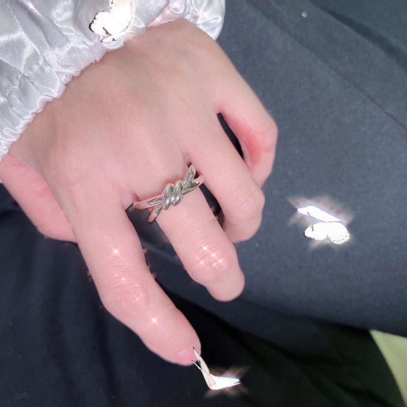 18K Tiffany Rose Gold T Knot Double Row Ring