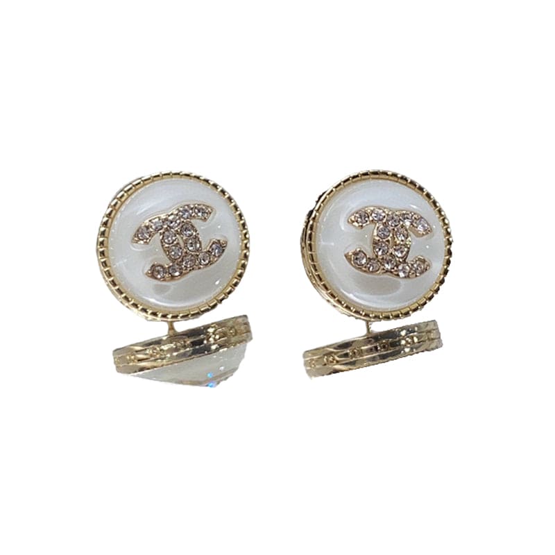 18K Chanel Pearl Crystal Stud Earrings