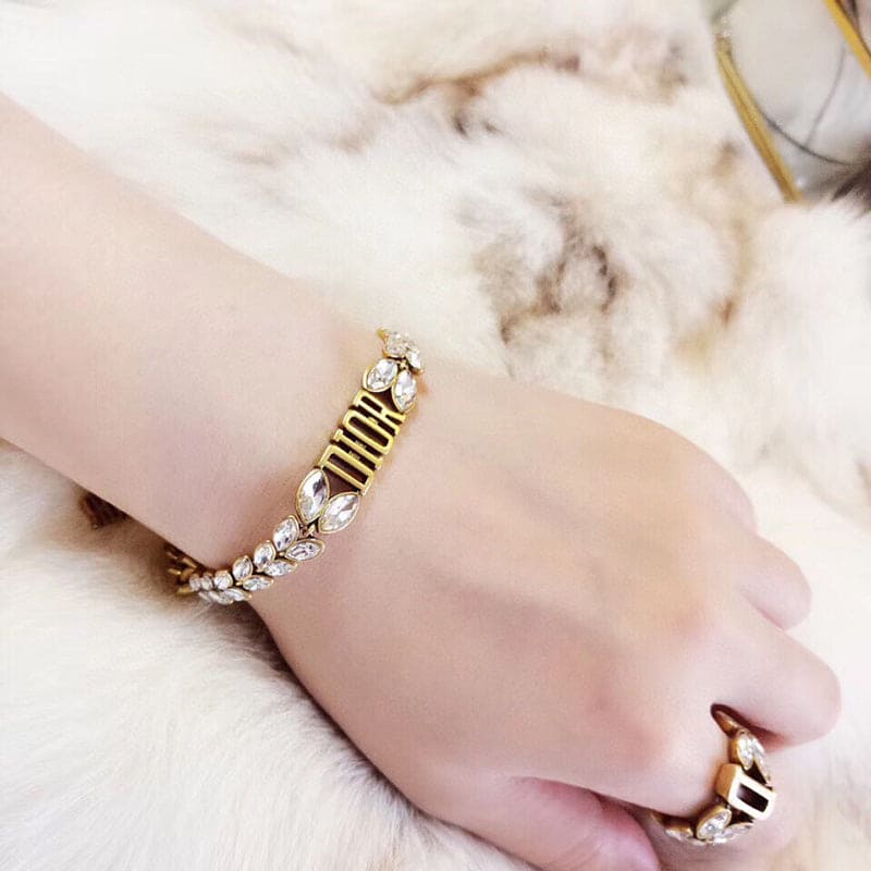 18K Dior Revolution Crystals Gold Tone Bracelet