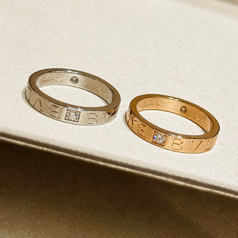 18K BVLGARI White Gold BV Diamond Ring