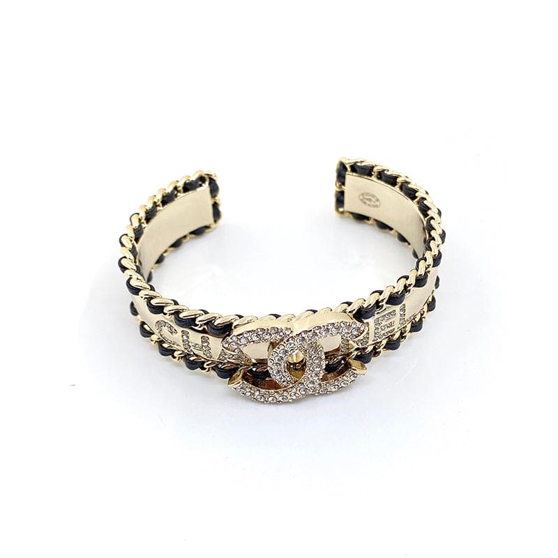18K Chanel Black & Crystal Cuff Bracelet
