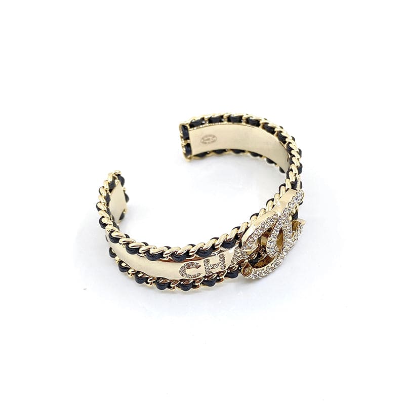 18K Chanel Black & Crystal Cuff Bracelet