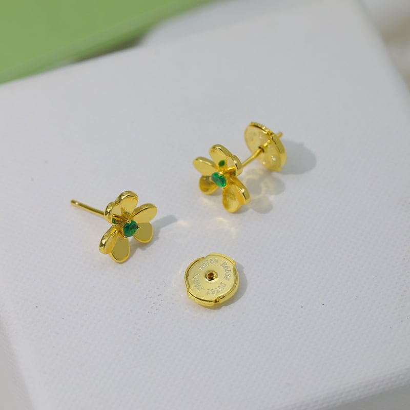 18K Van Cleef & Arpels Frivole Mini Emerald Earrings