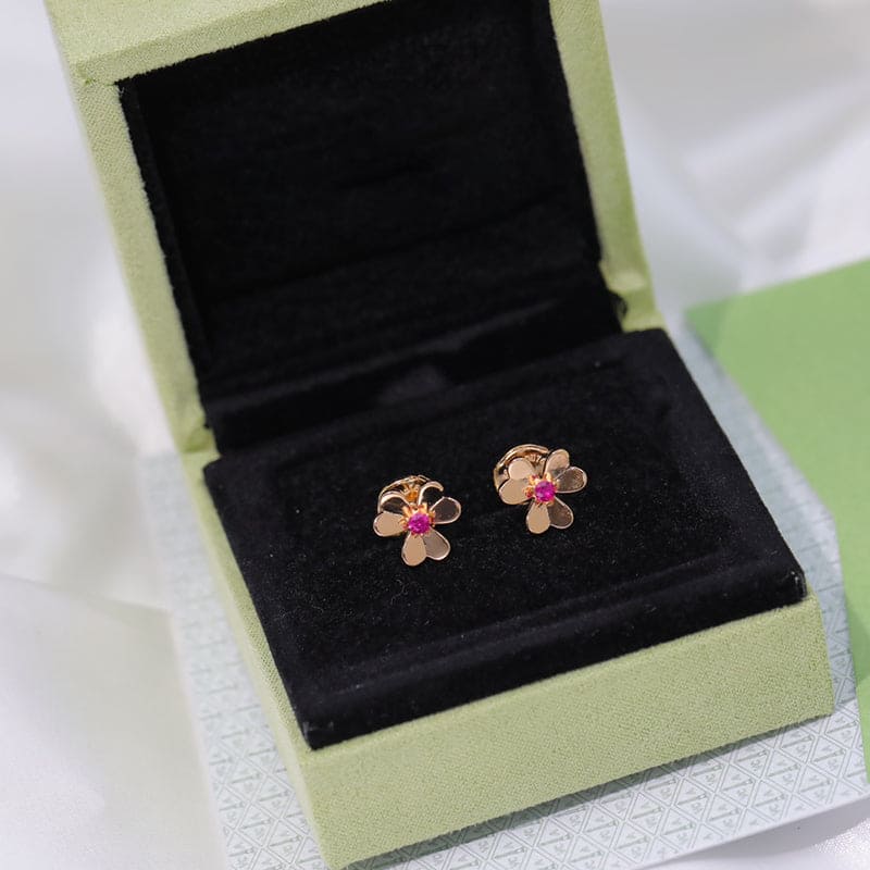 18K Van Cleef & Arpels Frivole Mini Ruby Earrings