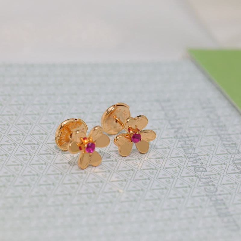 18K Van Cleef & Arpels Frivole Mini Ruby Earrings