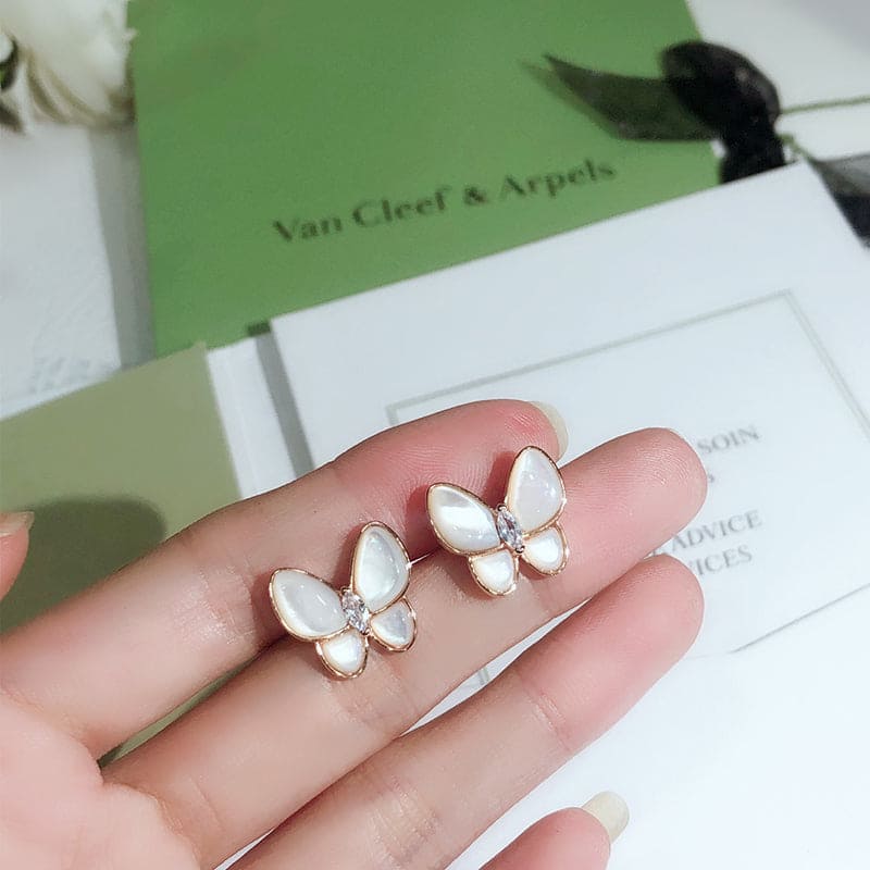 18K Van Cleef & Arpels Two Butterfly Earrings