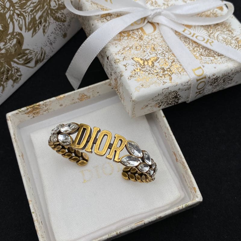 18K Dior Vintage Crystal Cuff Bracelet